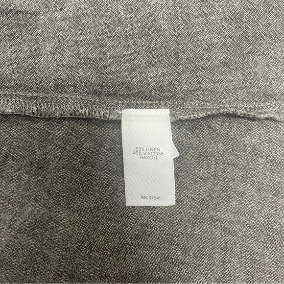 J Jill Linen Dress Size Medium Petite Grey Taupe Midi Asymmetrical Flowy Neutral - Picture 8 of 8